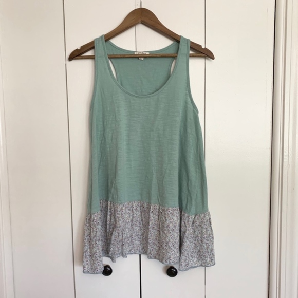 Umgee Tops - Umgee Floral Peplum Turquoise Tank | Medium